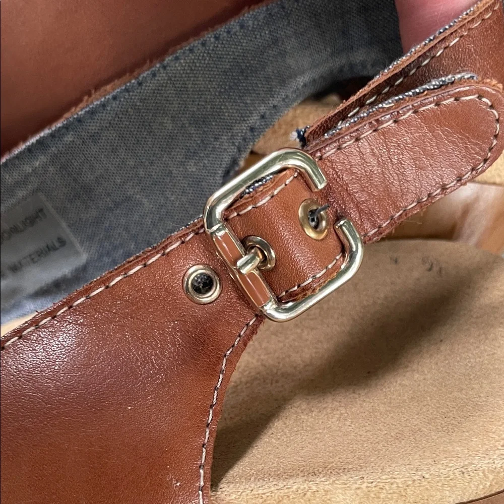 Dr. Scholl's Tan Leather Wedge Sandals - Picture 9 of 12